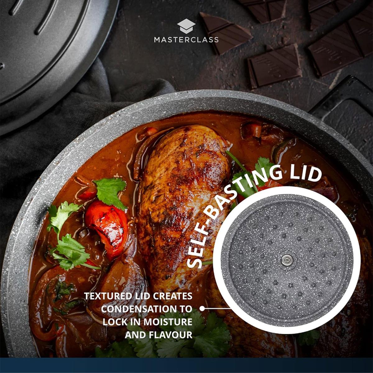 MasterClass Cast Aluminium Casserole Dish with Lid 1.4L 16cm Non-Stick Induction Oven Safe Black - Image 6