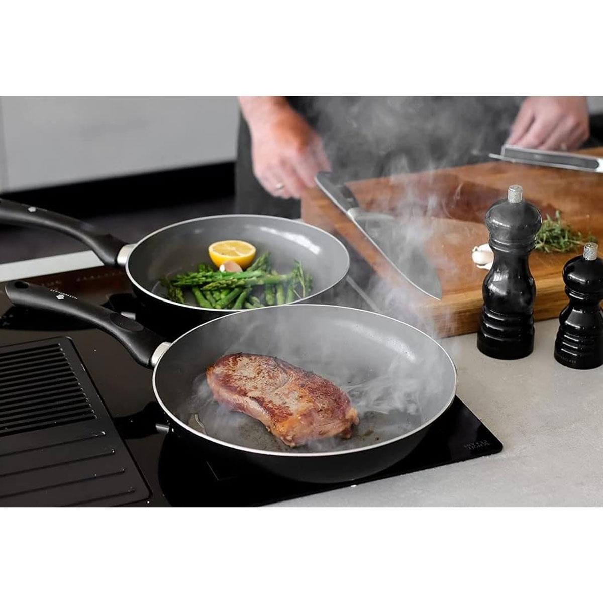 MasterClass Can-to-Pan Ceramic Non-Stick Frying Pan Set 70% Recycled Aluminium 20cm & 28cm Grey - Image 8