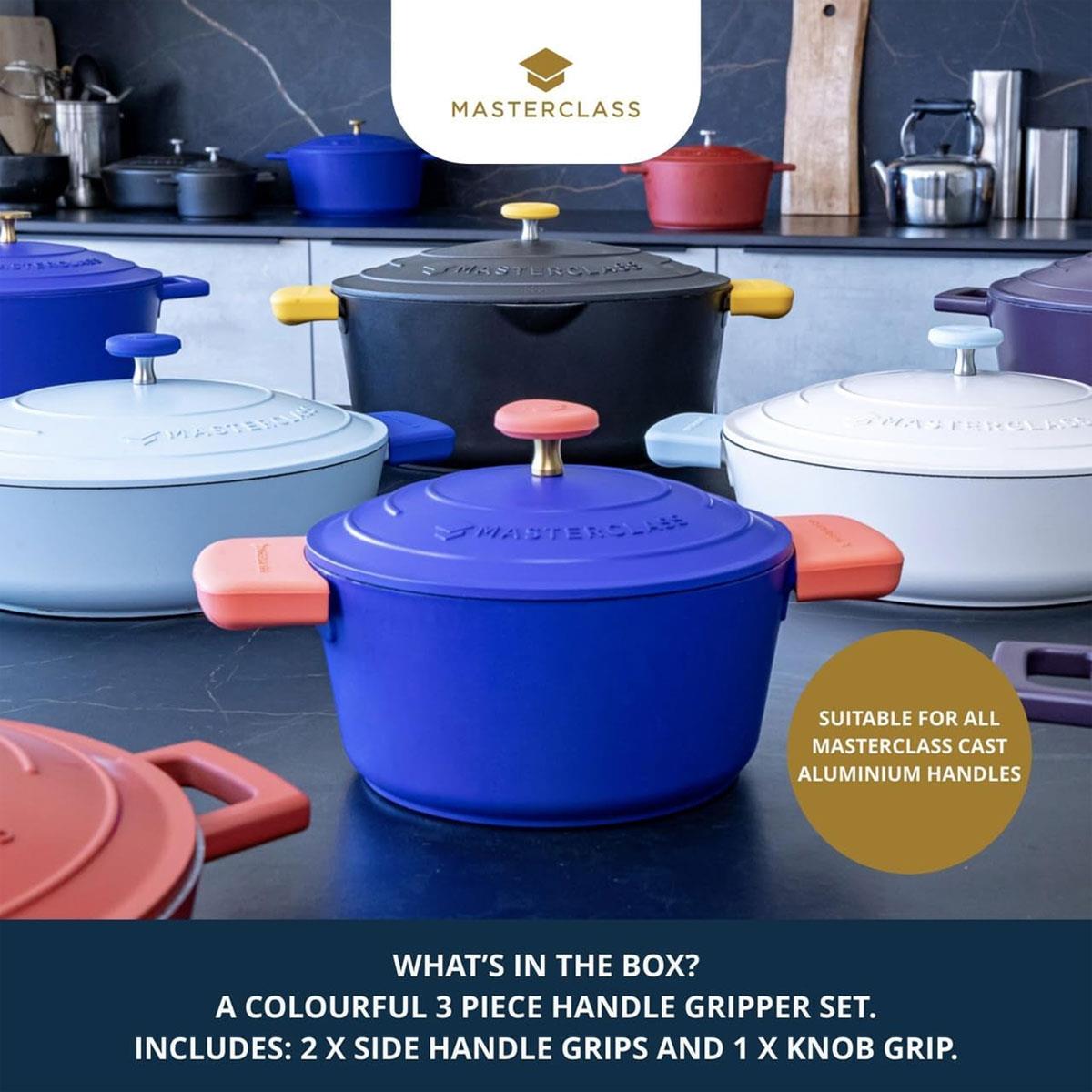 MasterClass Silicone Casserole Handle Covers 3 Piece Yellow LFGB Silicone Heat Resistant to 230°C - Image 4