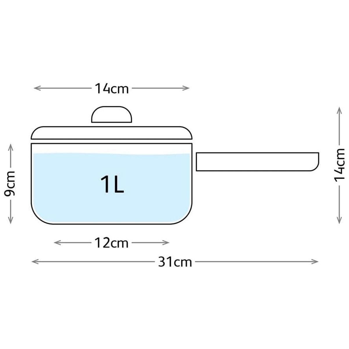 Judge Classic 14cm 1L Stainless Steel Saucepan with Glass Lid Thermic Base Mirror Polished Dishwasher Safe - Image 2