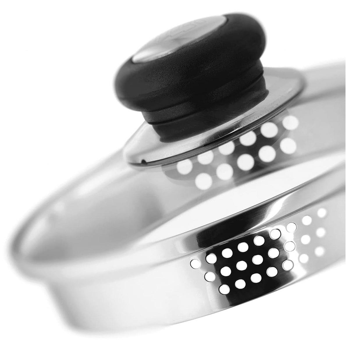 Judge Vista 18cm Replacement Glass Draining Lid with Built-In Strainer Tempered Glass Steam Vent Dishwasher Safe