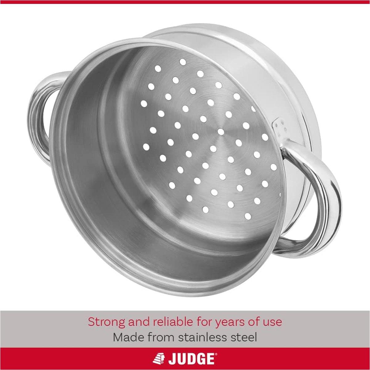 Judge Essential 16cm 3 Tier Stainless Steel Steamer Pot with Glass Lid Induction Ready Dishwasher & Oven Safe - Image 4