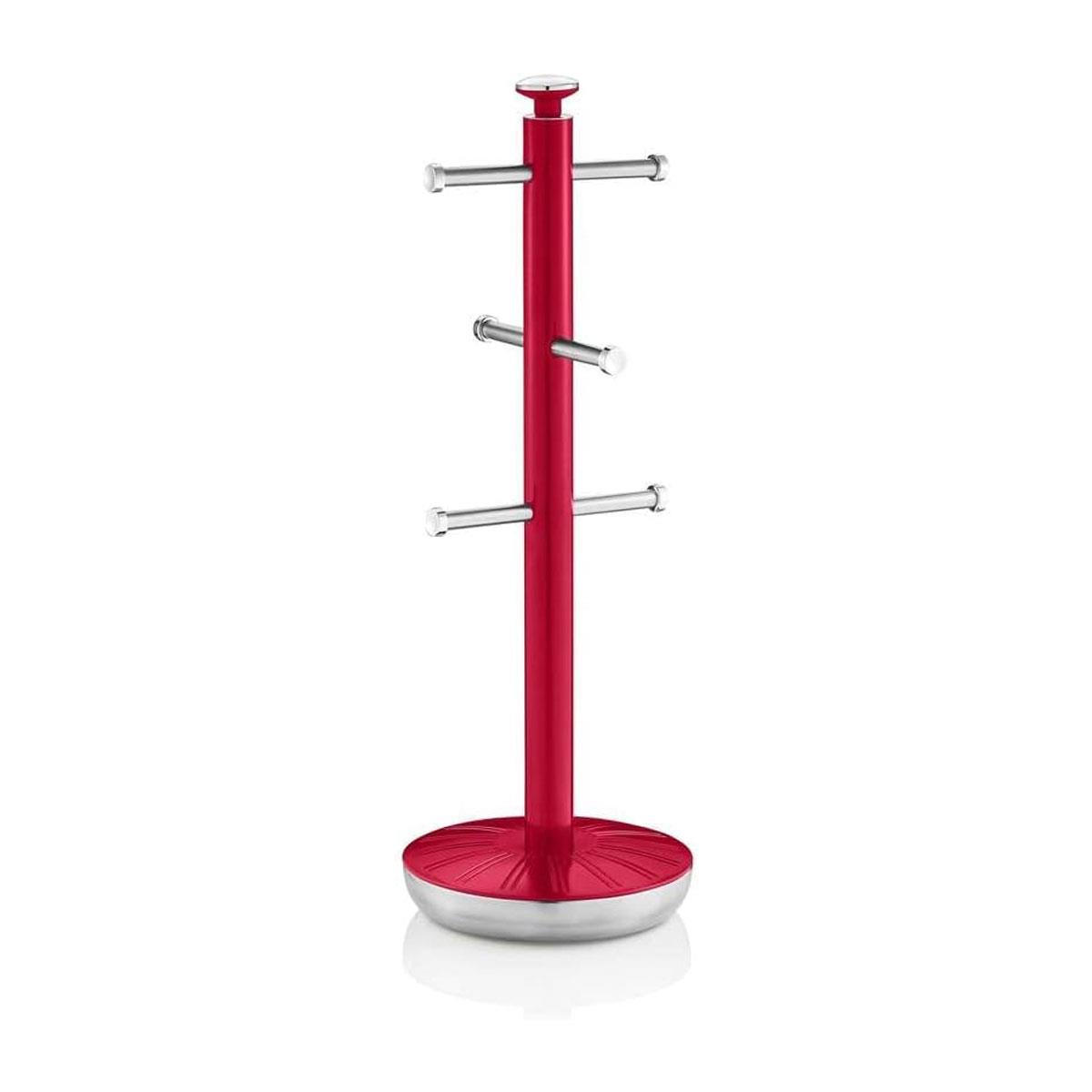 Swan Retro Kitchen Towel Pole And 6 Branch Mug Tree Stainless Steel Polished Finish Red - Image 3