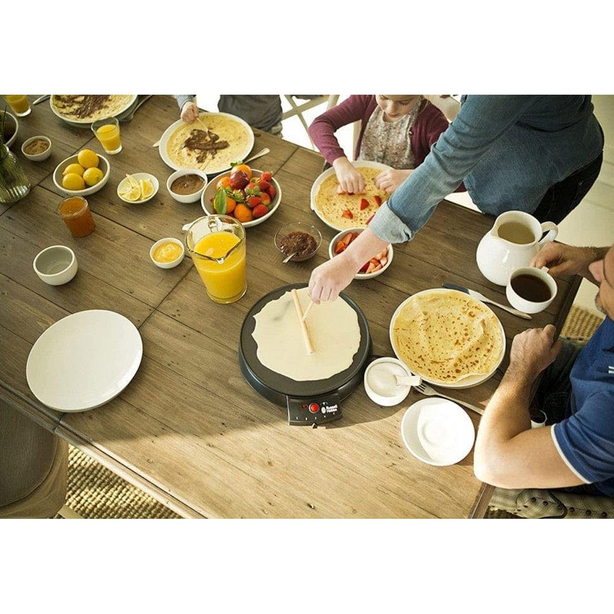 Russell Hobbs Crepe & Pancake Maker 30cm Non-Stick Plate 1200W Adjustable Thermostat Black Spreader & Spatula - Image 6