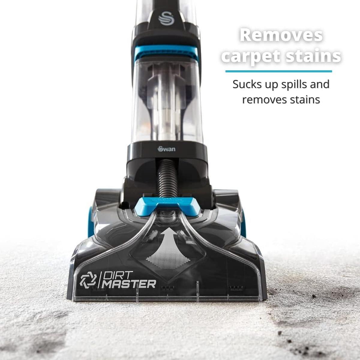 Swan Dirtmaster Pro Carpet Washer 700W 2.1L Clean Tank Black/Blue With Hose And Brush - Image 3