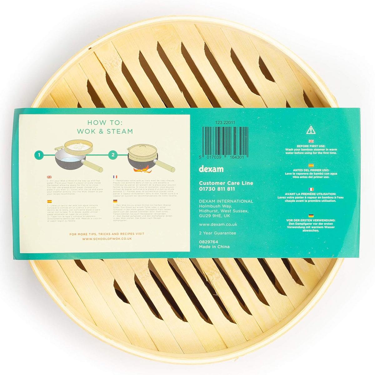 School of Wok 2-Tier Bamboo Steamer Basket 25cm Natural Bamboo 2.5L - Image 5