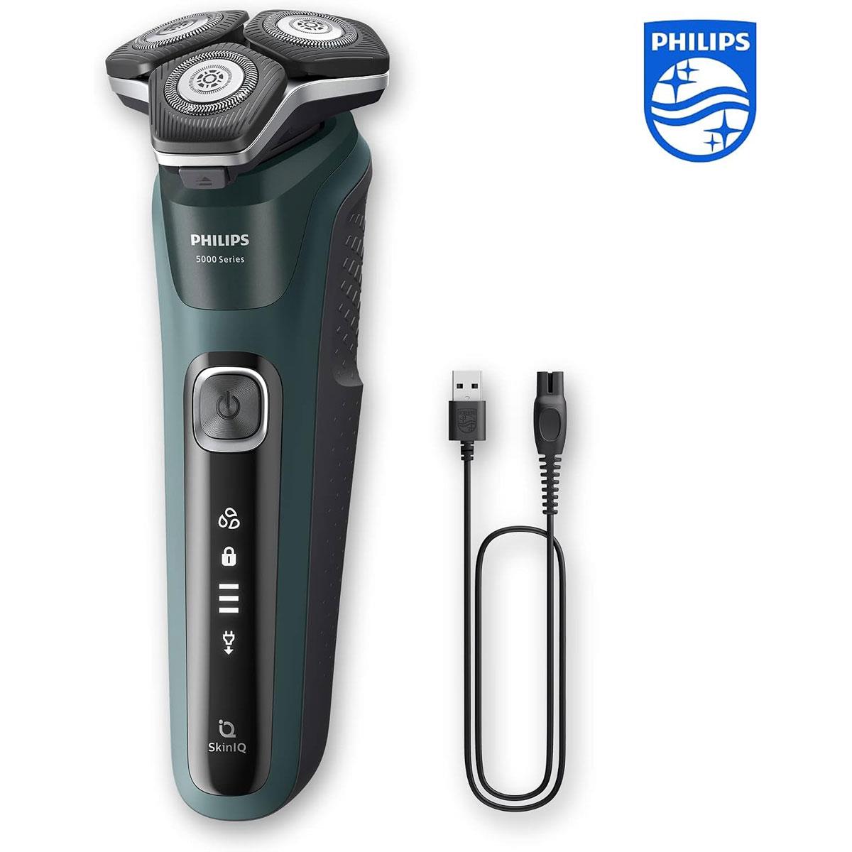 Philips Series 5000 Wet & Dry Electric Shaver for Men SteelPrecision Blades 60-Min Cordless Charging Stand Dark Green - Image 2