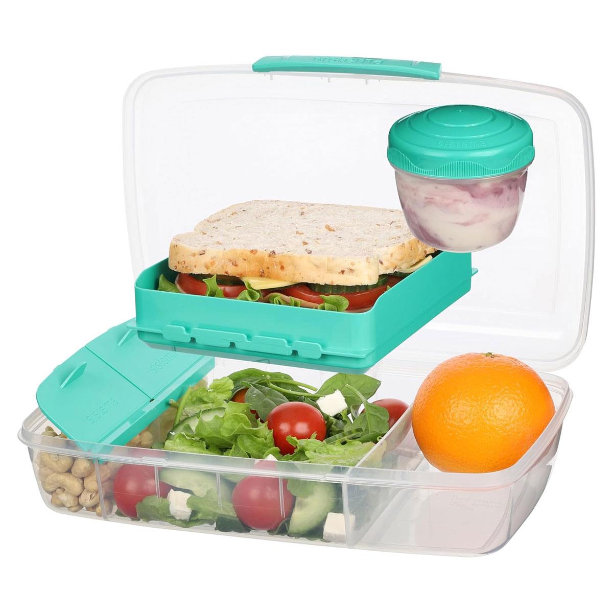 Sistema Bento Lunch Box To Go with Yogurt Pot 1.76 L Multi-Compartment BPA-Free Plastic Assorted Colours - Image 3