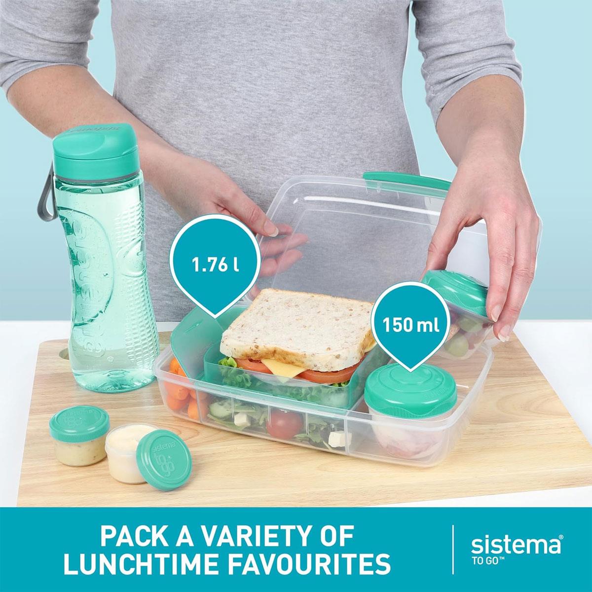 Sistema Bento Lunch Box To Go with Yogurt Pot 1.76 L Multi-Compartment BPA-Free Plastic Assorted Colours - Image 4