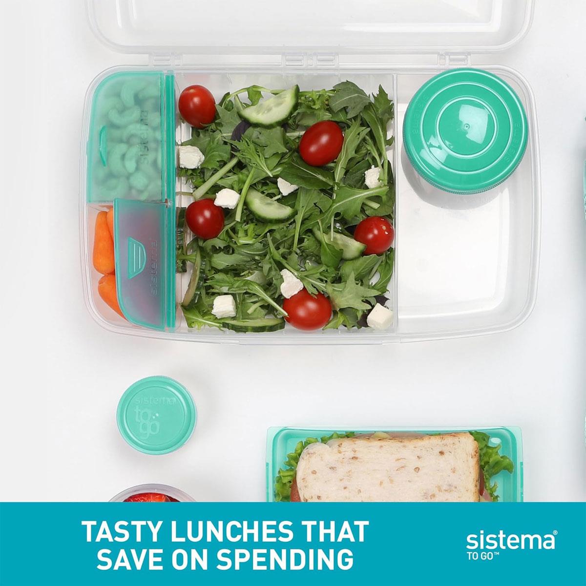 Sistema Bento Lunch Box To Go with Yogurt Pot 1.76 L Multi-Compartment BPA-Free Plastic Assorted Colours - Image 5