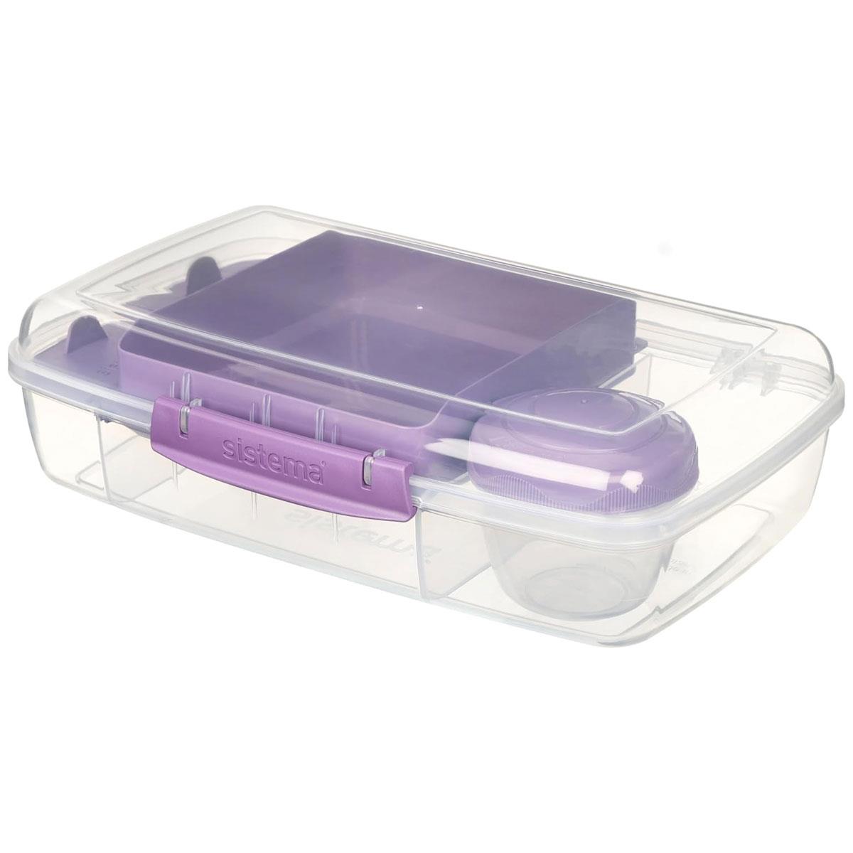 Sistema Bento Lunch Box To Go with Yogurt Pot 1.76 L Multi-Compartment BPA-Free Plastic Assorted Colours - Image 9