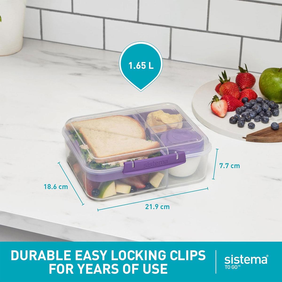 Sistema Bento Lunch Box with Compartments 1.65 L Minty Teal BPA-Free Polypropylene with Snack Pot - Image 2