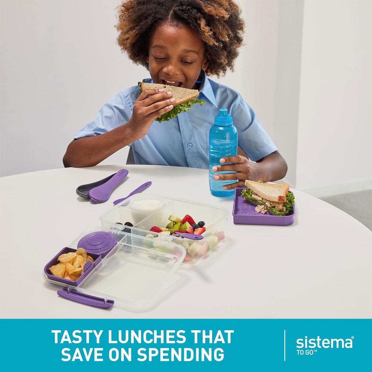 Sistema Bento Lunch Box with Compartments 1.65 L Minty Teal BPA-Free Polypropylene with Snack Pot - Image 4