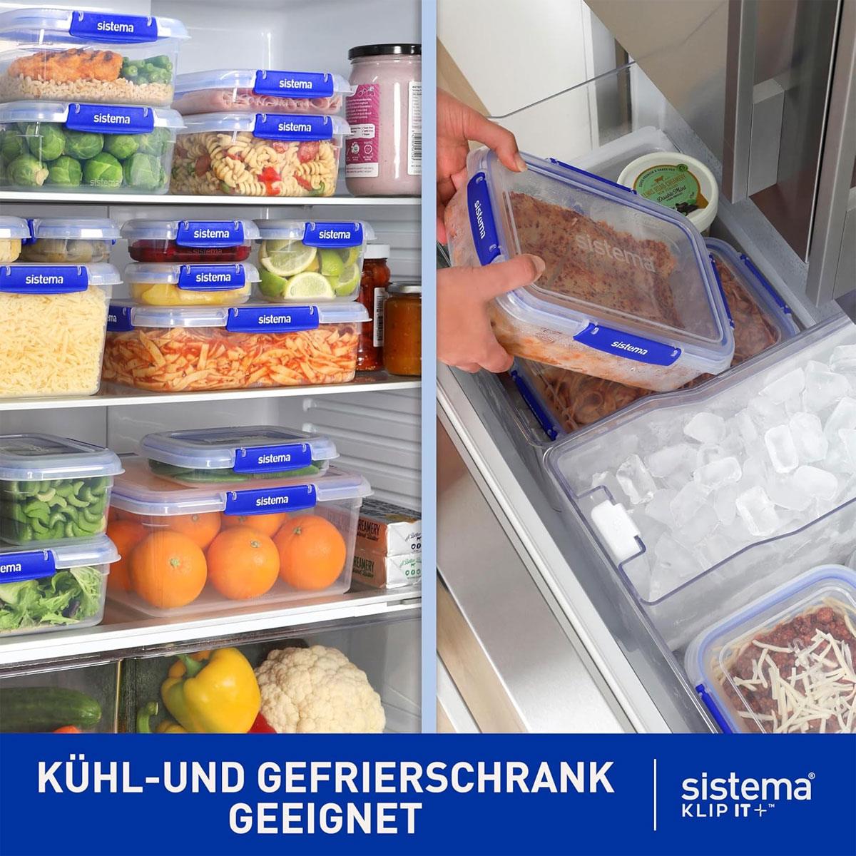 Sistema KLIP IT PLUS Rectangular Food Storage Containers 1L Leakproof Stackable BPA-Free Clear Plastic 3 Pack - Image 5