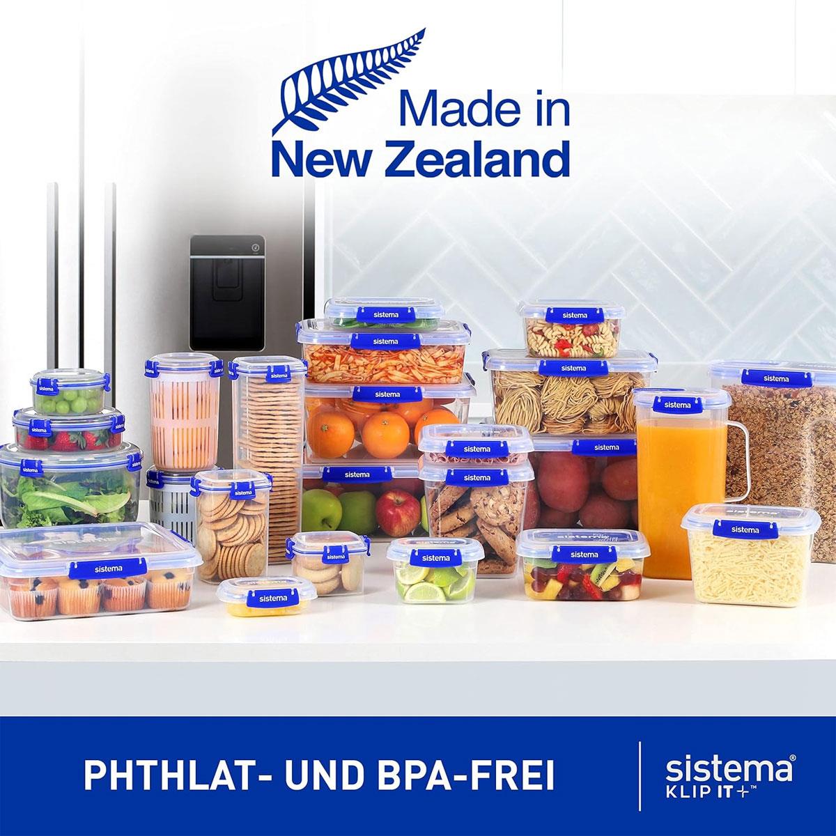 Sistema KLIP IT PLUS Rectangular Food Storage Containers 1L Leakproof Stackable BPA-Free Clear Plastic 3 Pack - Image 7