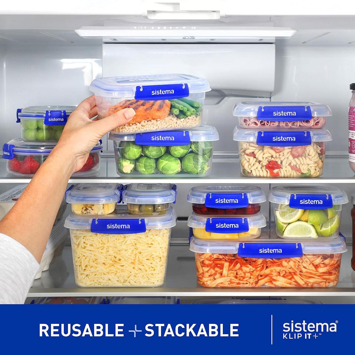 Sistema KLIP IT PLUS Airtight Food Storage Container Set 2.2 Lm 1 L & 400 ml Clear 6 Piece - Image 2