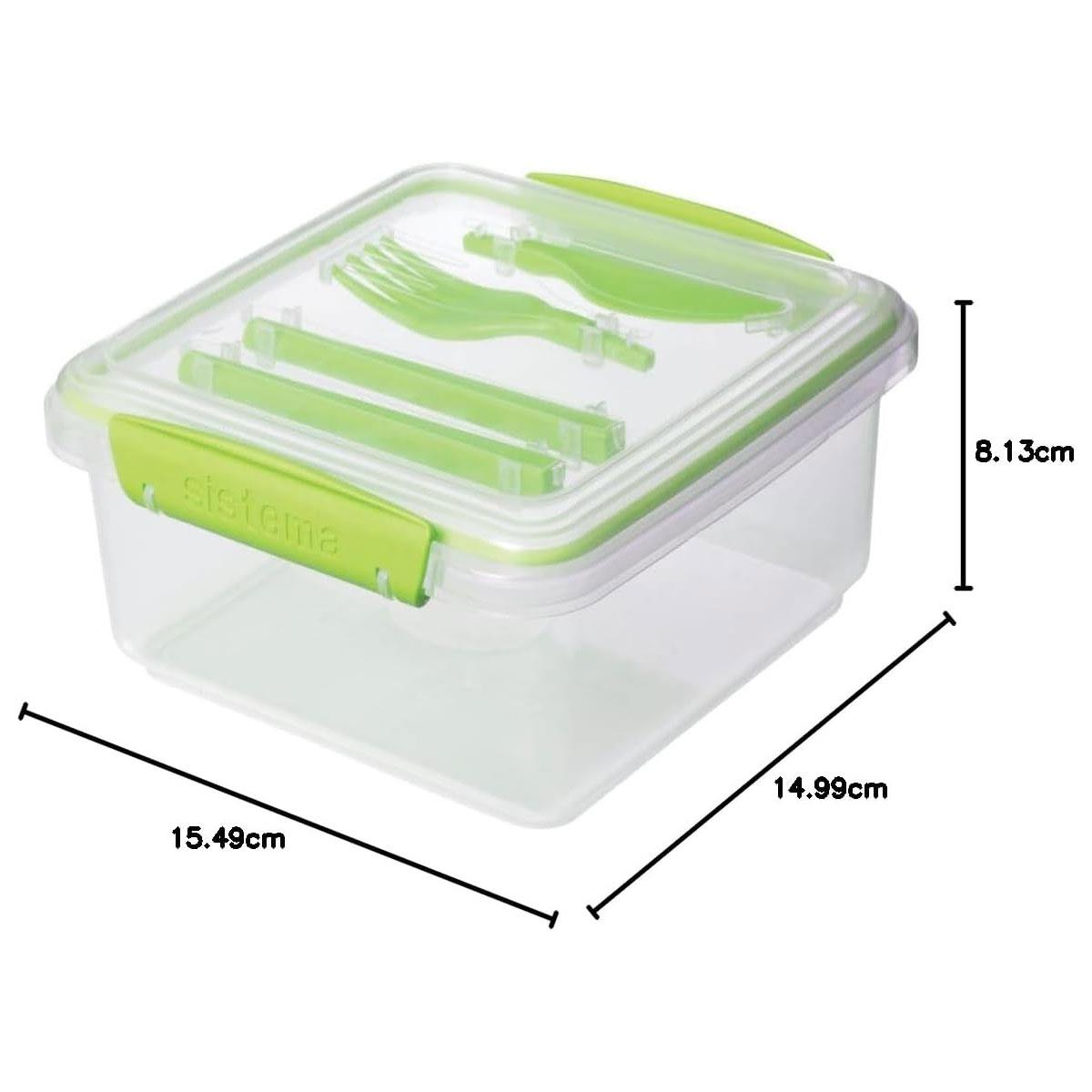 Sistema 1.2 L Lunch Plus To Go Lunch Box with Cutlery BPA-Free Plastic Assorted Colours - Image 2