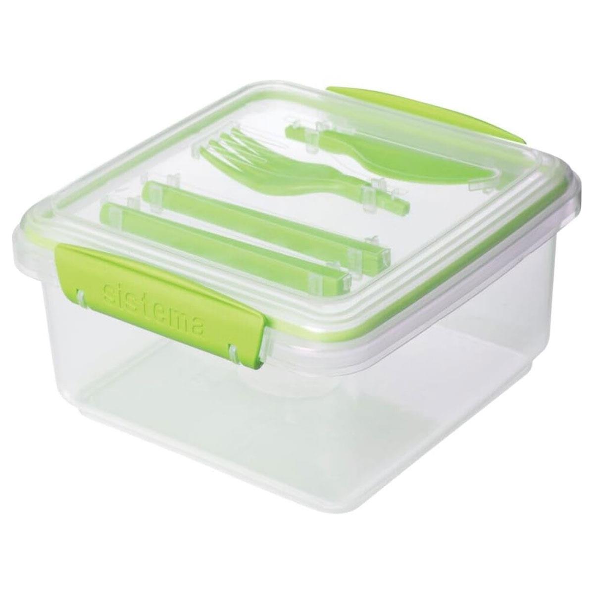 Sistema 1.2 L Lunch Plus To Go Lunch Box with Cutlery BPA-Free Plastic Assorted Colours - Image 3
