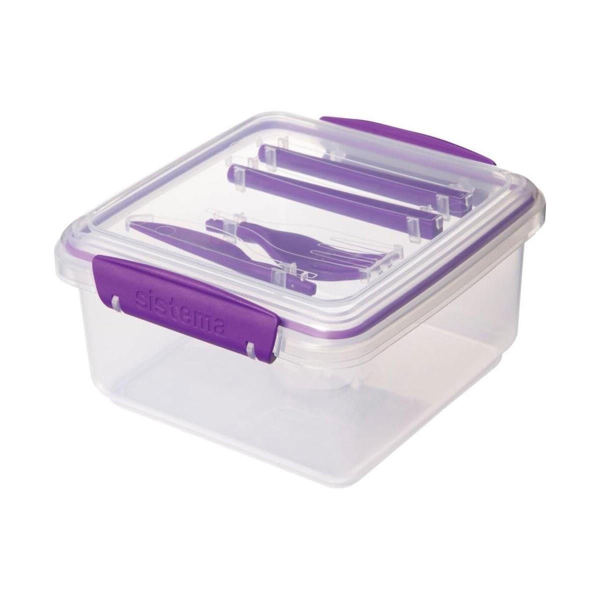 Sistema 1.2 L Lunch Plus To Go Lunch Box with Cutlery BPA-Free Plastic Assorted Colours - Image 5