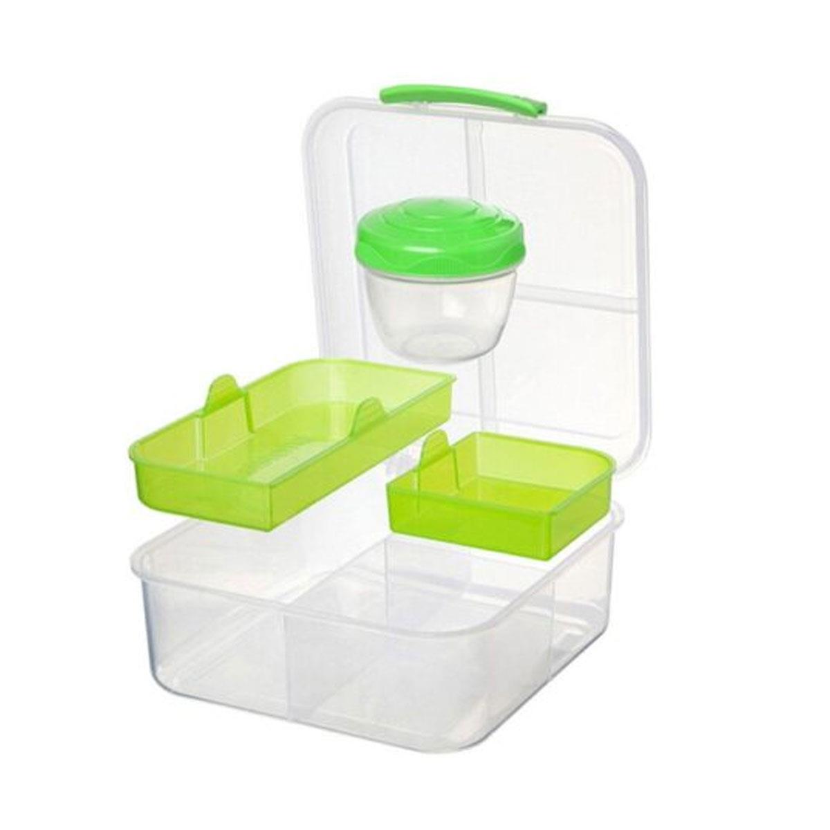 Sistema Bento Cube Lunch Box 1.25L with 150ml Yoghurt Pot Multi-Compartment BPA-Free Assorted Colours - Image 3