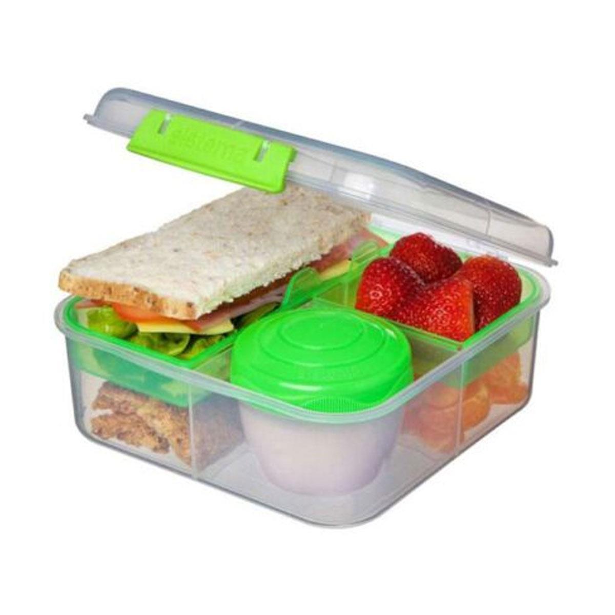 Sistema Bento Cube Lunch Box 1.25L with 150ml Yoghurt Pot Multi-Compartment BPA-Free Assorted Colours - Image 4