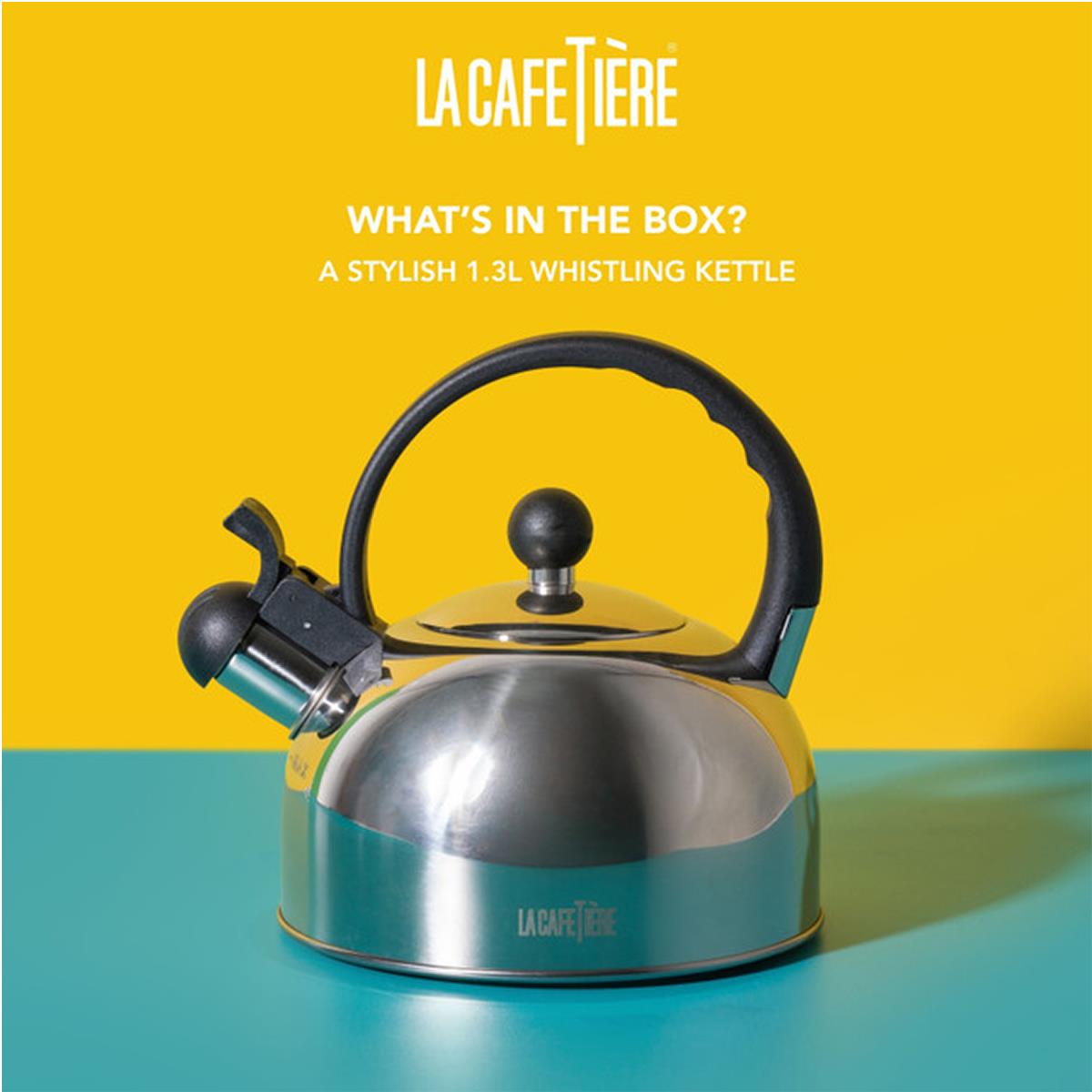 La Cafetiere Stainless Steel Whistling Stovetop Kettle 1.3L, Induction And Gas Hob, Silver - Image 6
