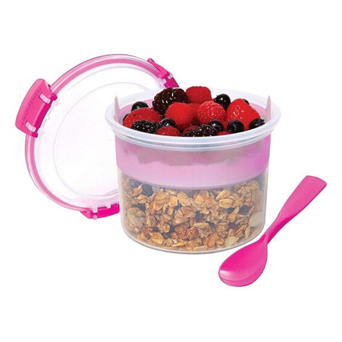 Sistema Breakfast To Go Food Container 530ml with Removable Tray & Clip-On Spoon Assorted Colours - Image 4