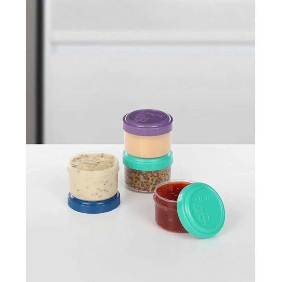 Sistema TO GO Dressing Pots 35ml Food Storage Containers with Screw Lids Set of 4 Assorted Colours - Image 2