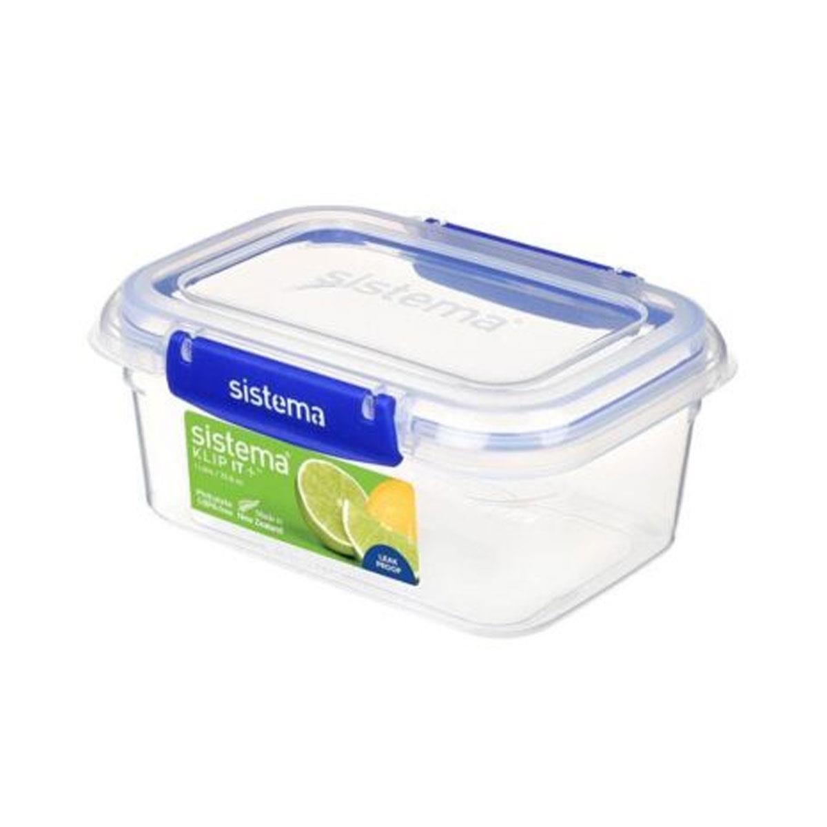 Sistema KLIP IT PLUS 1L Rectangle Food Storage Container Leakproof Airtight BPA-Free Stackable Clear