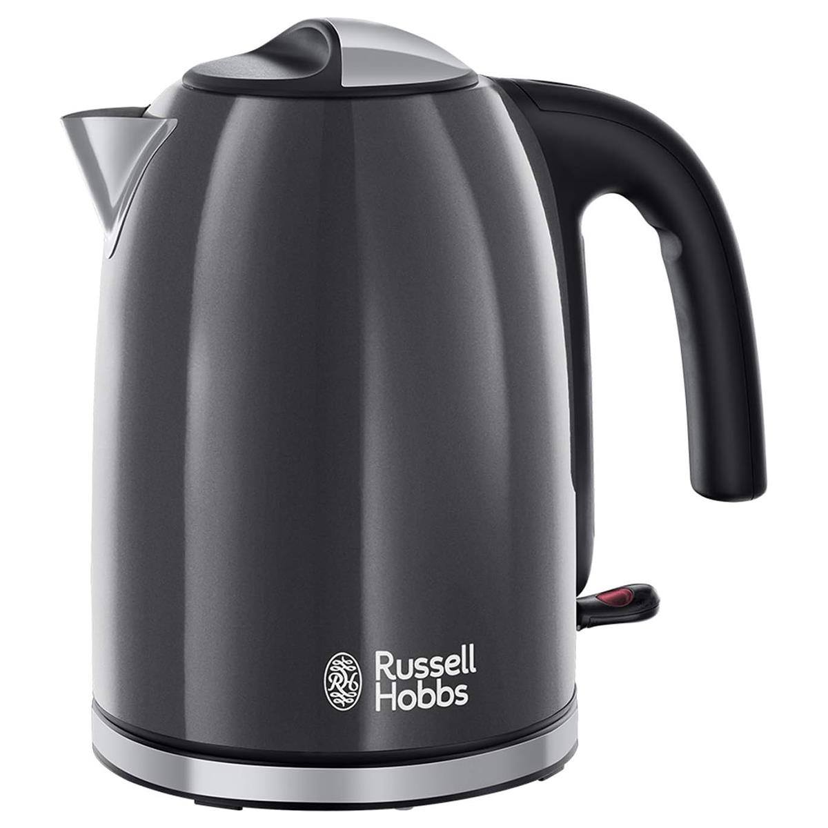 Russell Hobbs Colours Plus Electric Jug Kettle 1.7L, 3000W Stainless Steel, Cordless Storm Grey