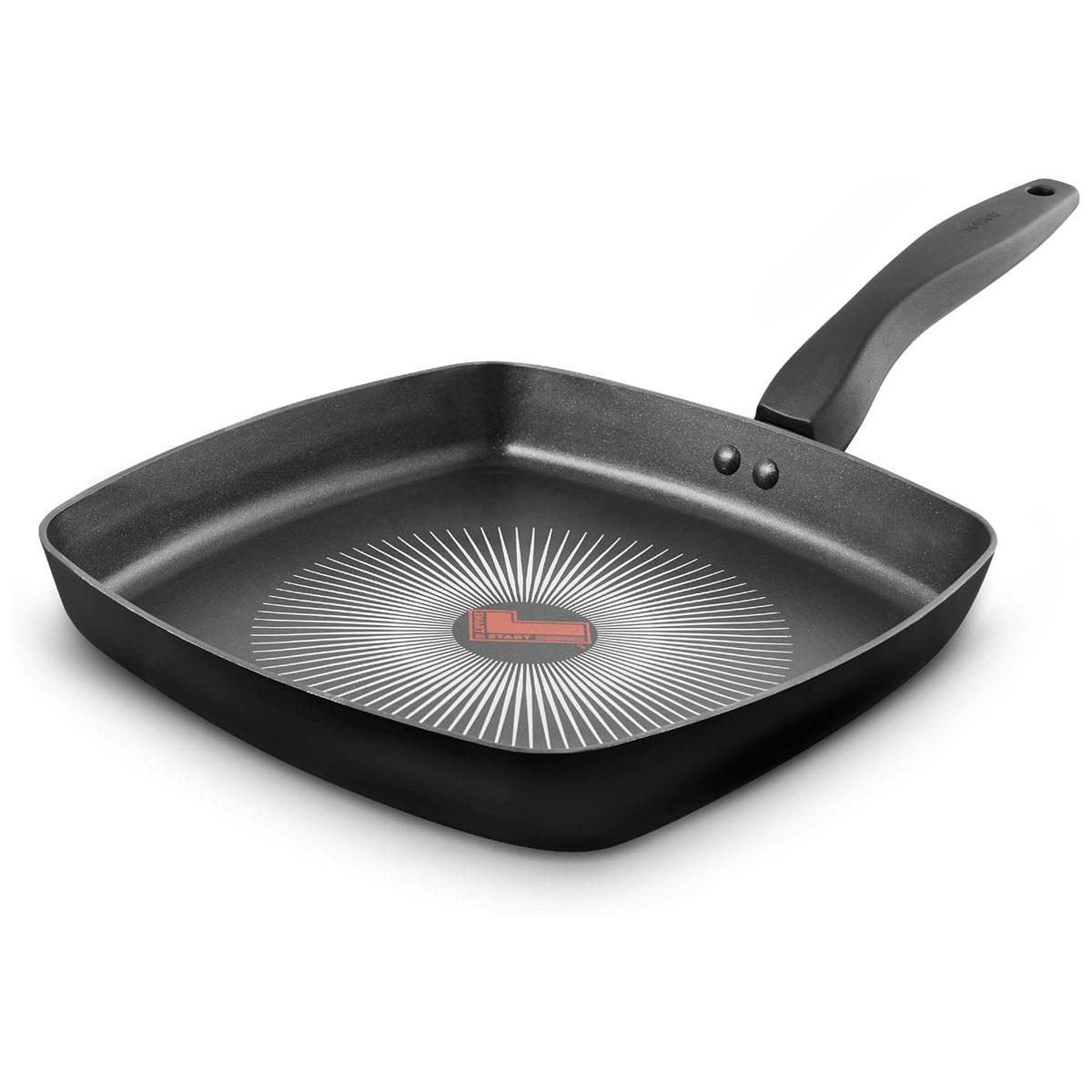 Tower SmartStart Gourmet 26cm Aluminium Grill Pan Aeroglide Non-Stick Induction Compatible Oven Safe Black