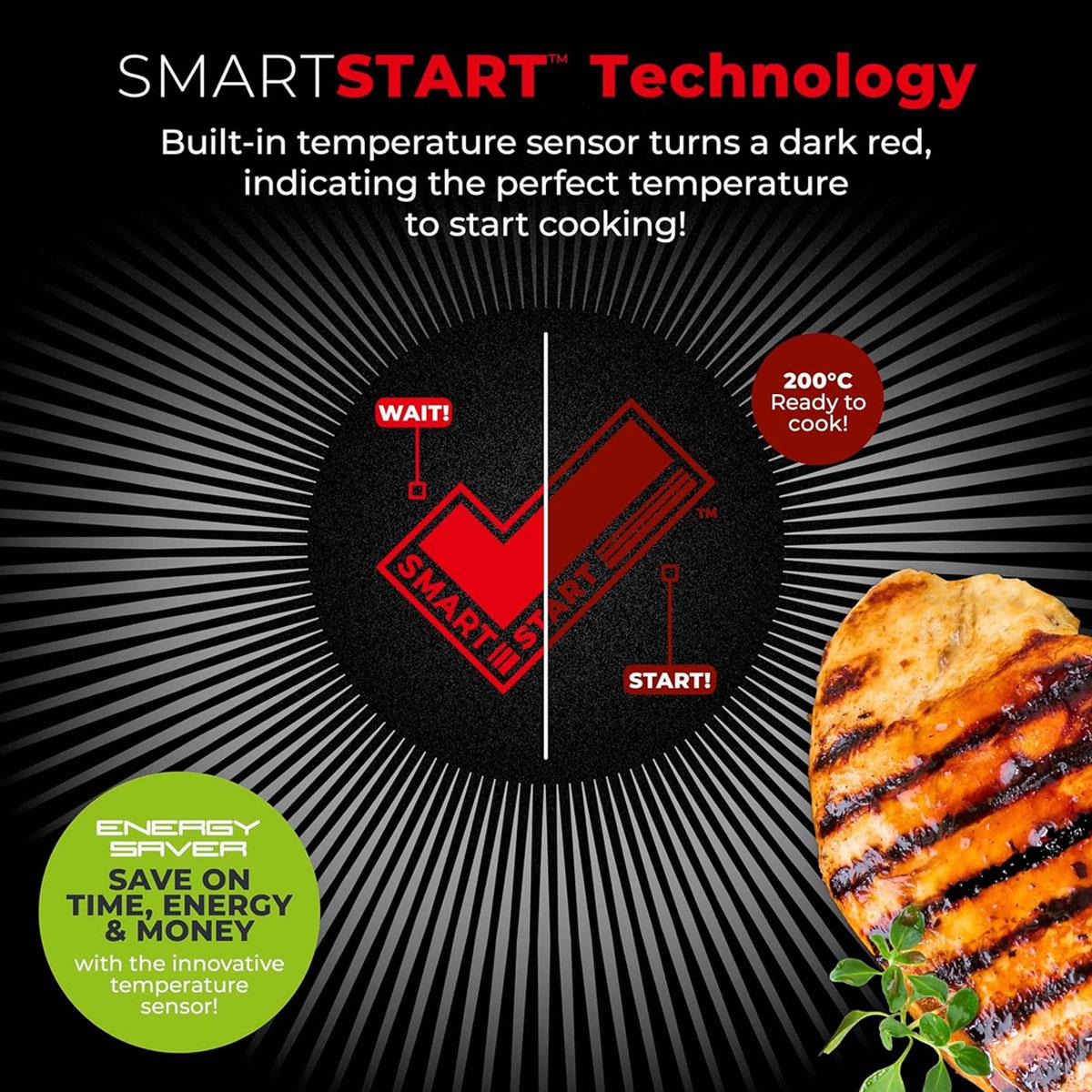 Tower SmartStart Gourmet 26cm Aluminium Grill Pan Aeroglide Non-Stick Induction Compatible Oven Safe Black - Image 4