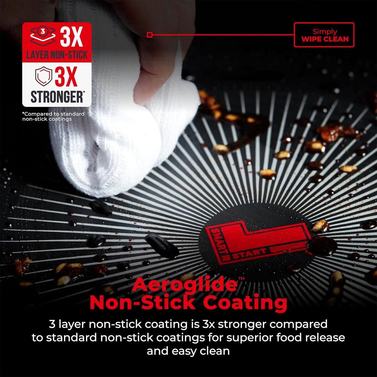 Tower SmartStart Gourmet 26cm Aluminium Grill Pan Aeroglide Non-Stick Induction Compatible Oven Safe Black - Image 5