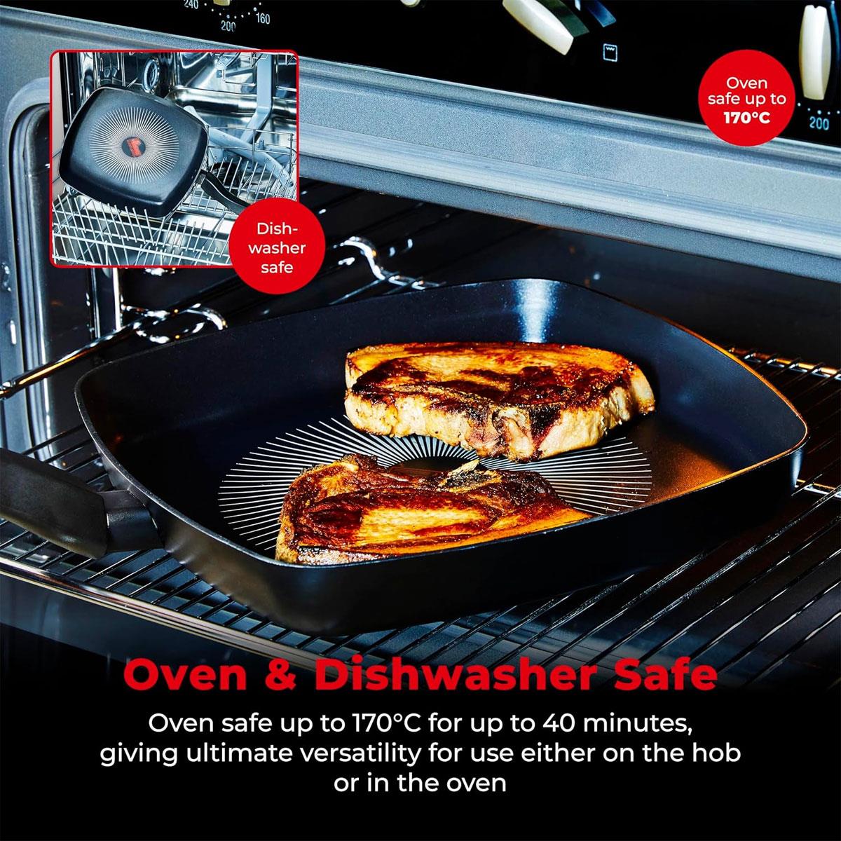 Tower SmartStart Gourmet 26cm Aluminium Grill Pan Aeroglide Non-Stick Induction Compatible Oven Safe Black - Image 9