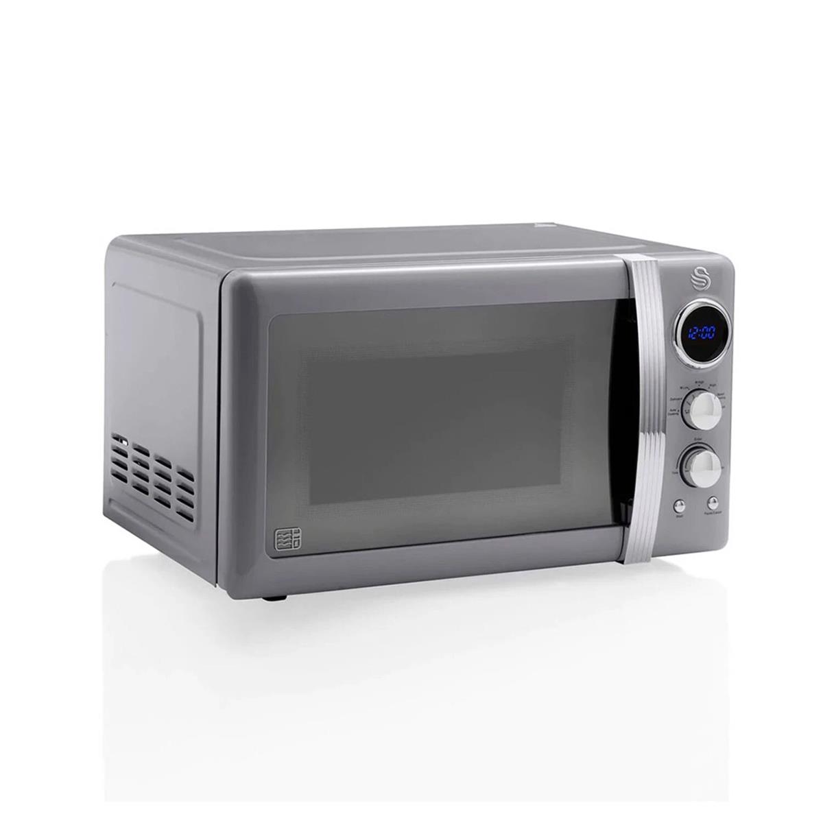 Swan Retro Digital Microwave 20L 800W 5 Power Levels Defrost 270mm Glass Turntable Grey - Image 4