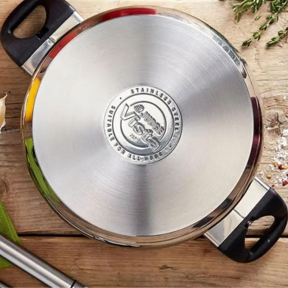 Judge Vista 24cm Non-Stick Shallow Casserole Pan with Glass Lid 2L Stainless Steel Induction & Oven Safe - Image 5