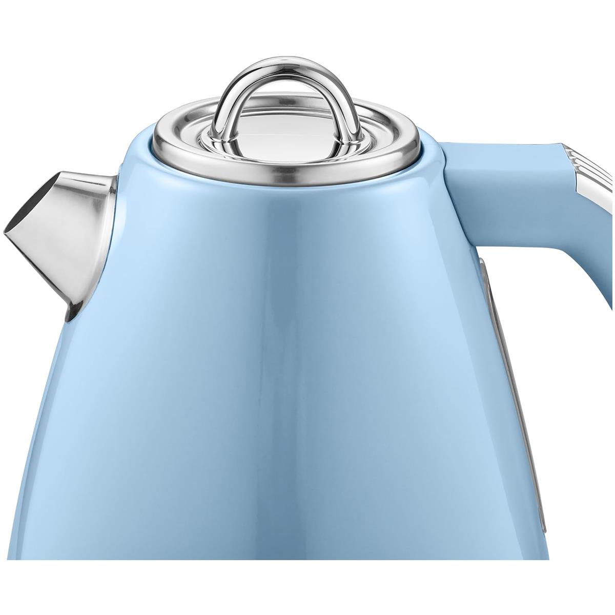 Swan Retro Electric Jug Kettle 1.5L, 3000W Fast Boil, Stainless Steel, 360° Cordless Base Blue - Image 3