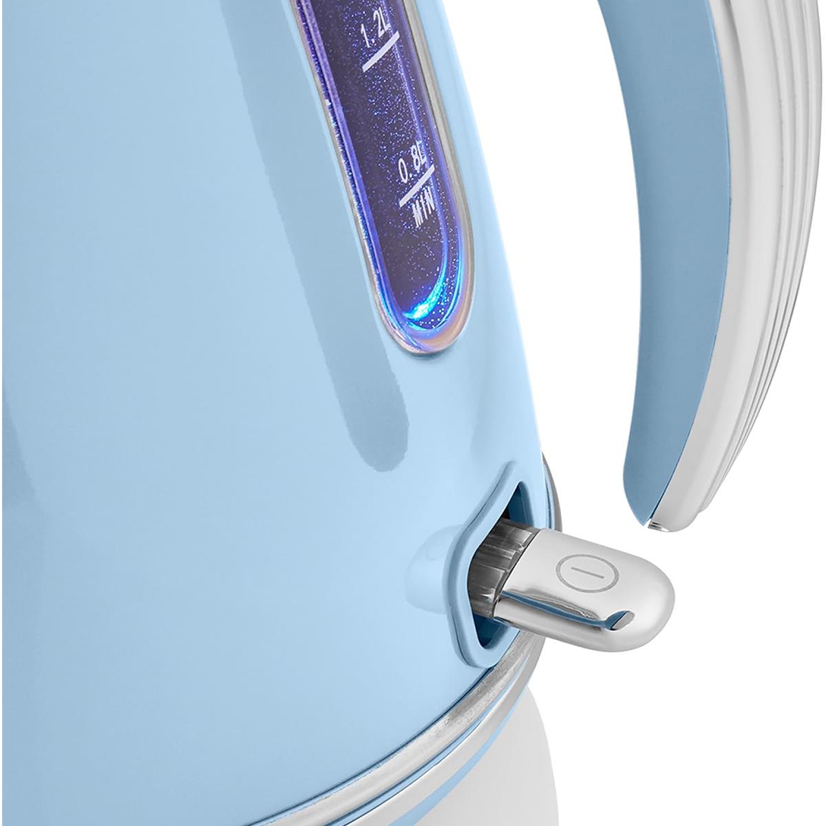 Swan Retro Electric Jug Kettle 1.5L, 3000W Fast Boil, Stainless Steel, 360° Cordless Base Blue - Image 6