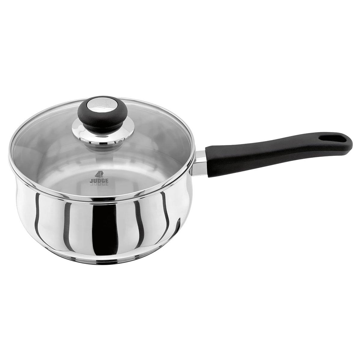 Judge Vista Stainless Steel Saucepan 20cm 2.1L with Glass Lid Induction Ready Oven Safe Silver