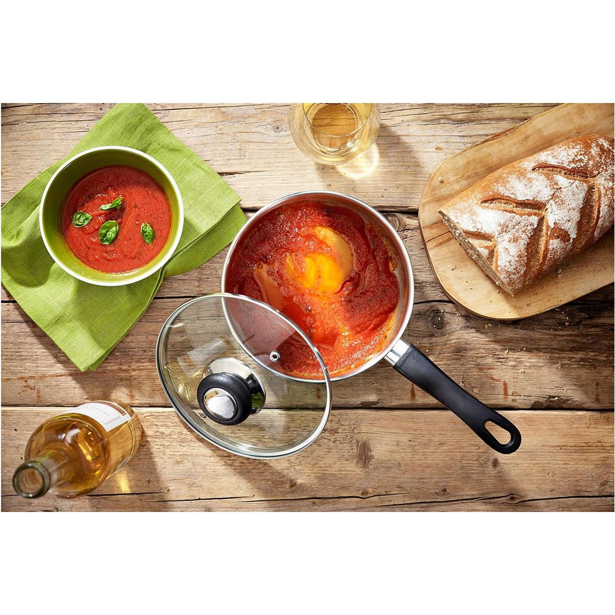 Judge Vista Stainless Steel Saucepan 20cm 2.1L with Glass Lid Induction Ready Oven Safe Silver - Image 3