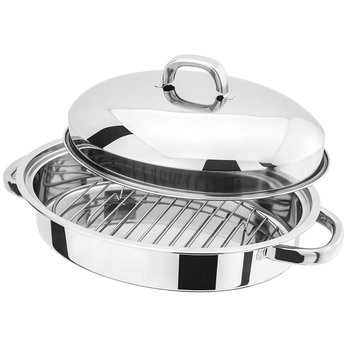 Judge Speciality Stainless Steel Oval Roaster with Rack and Lid 32 x 23 x 12cm Silver