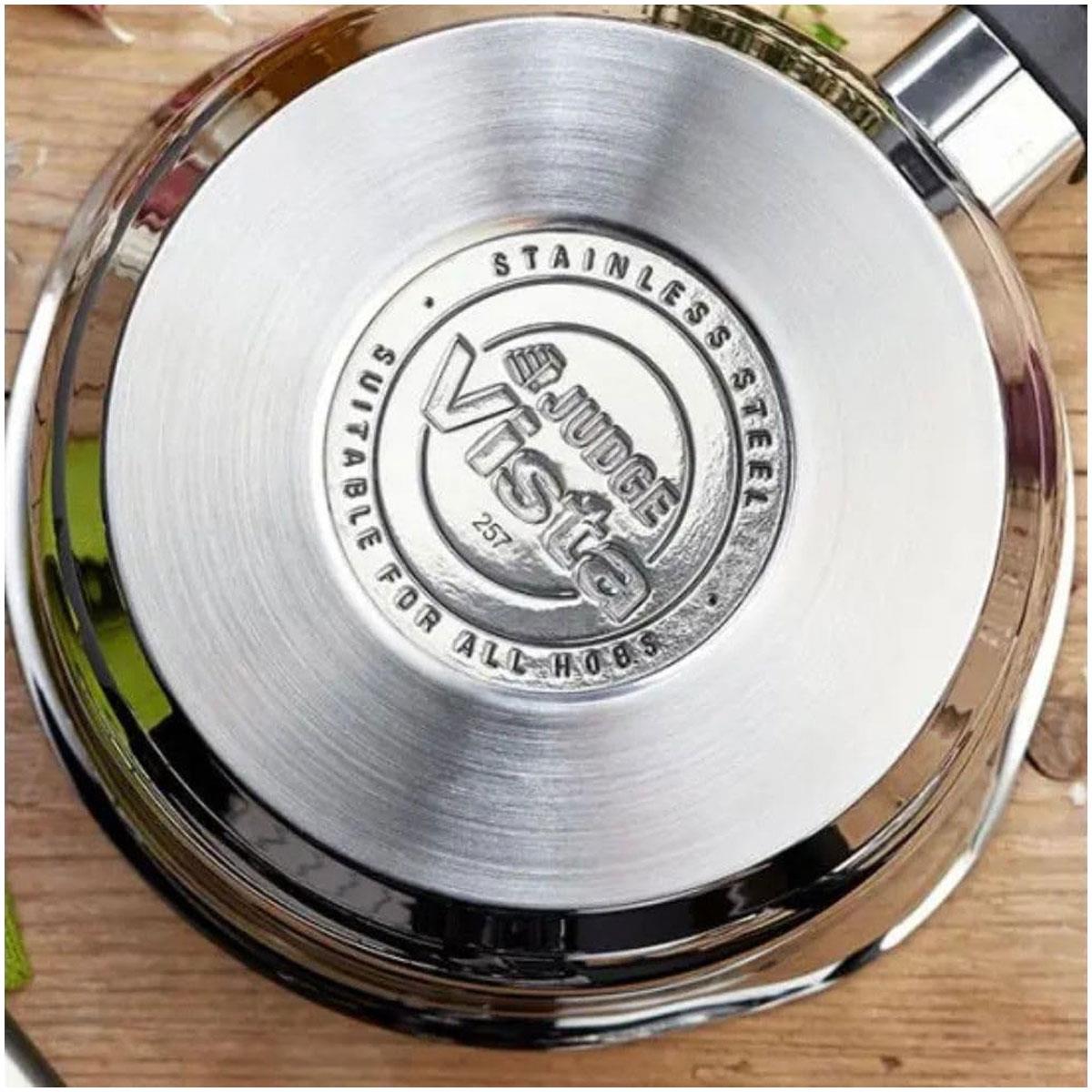 Judge Vista Draining Stainless Steel Large Saucepan with Pouring Lip 18cm 2.1L Shatterproof Glass Strain & Pour Lid Induction Ready Oven Safe - Image 6