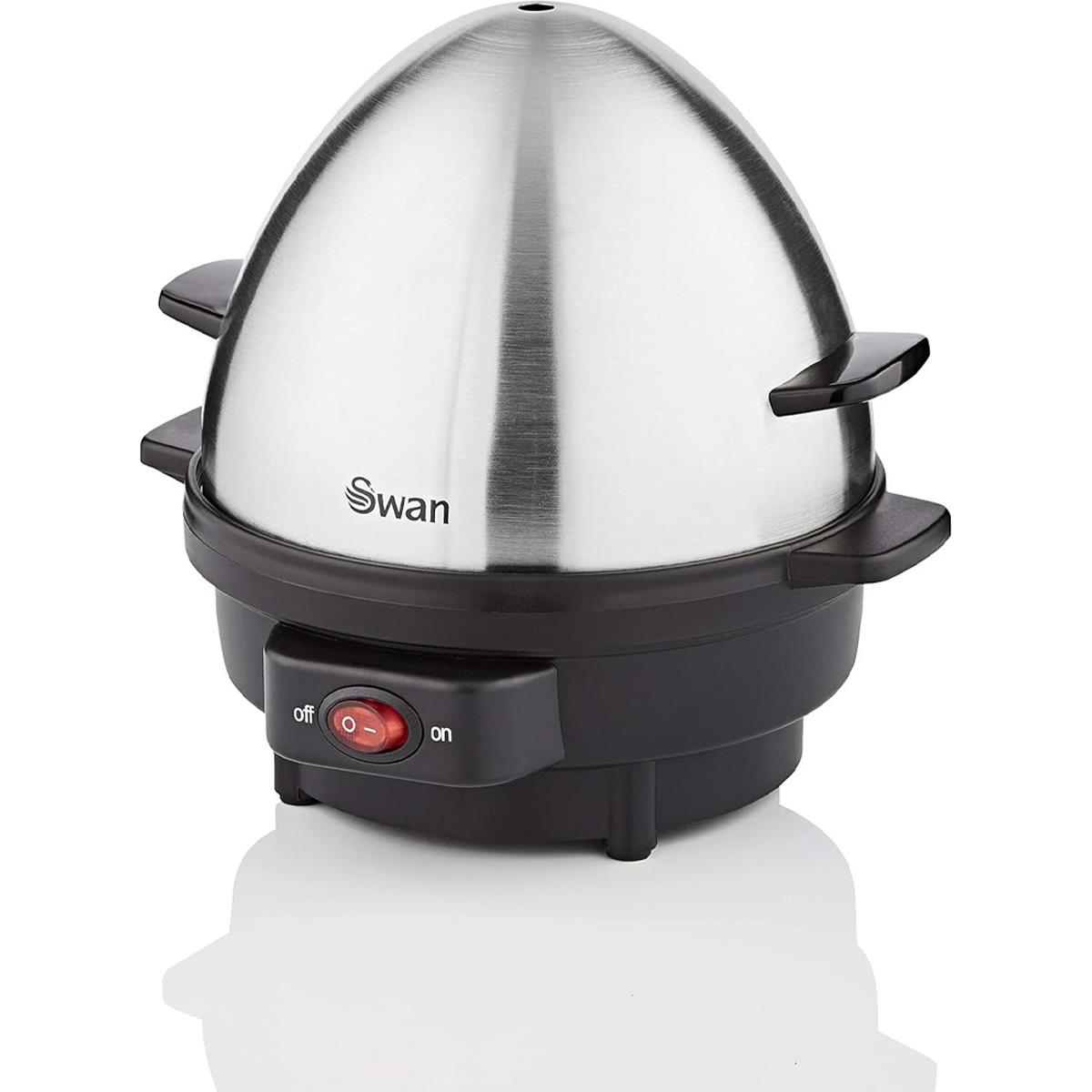 Swan Egg Boiler And Poacher 7 Egg Capacity 350W 3 Cook Settings Stainless Steel Measuring Cup And Poacher - Image 2