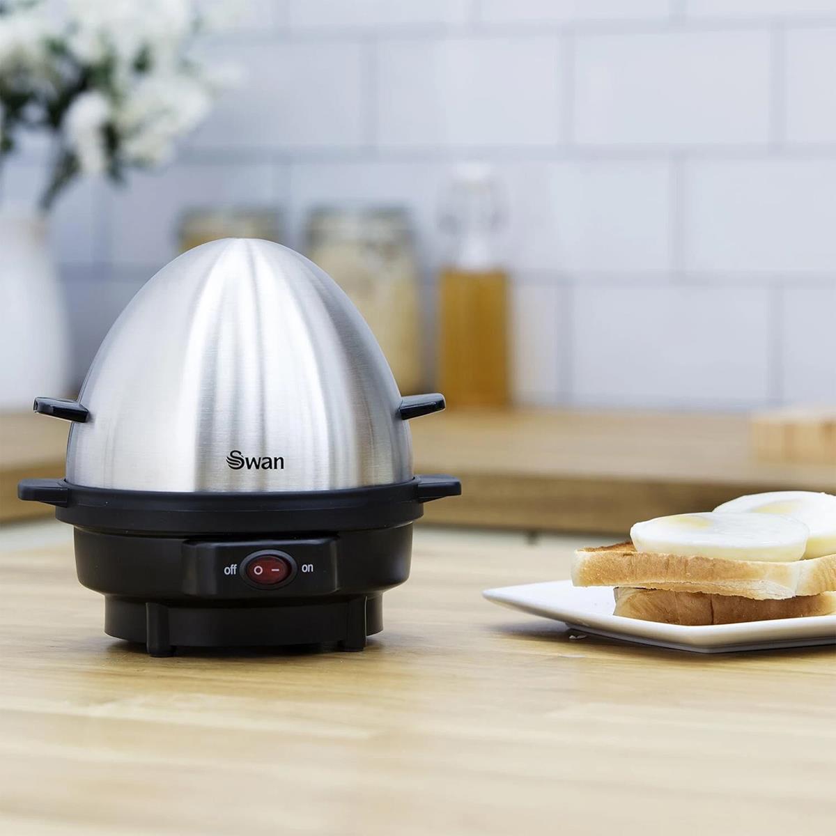 Swan Egg Boiler And Poacher 7 Egg Capacity 350W 3 Cook Settings Stainless Steel Measuring Cup And Poacher - Image 8