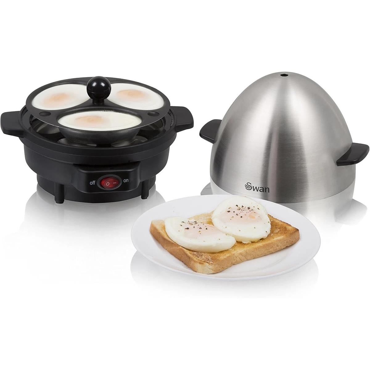 Swan Egg Boiler And Poacher 7 Egg Capacity 350W 3 Cook Settings Stainless Steel Measuring Cup And Poacher - Image 9