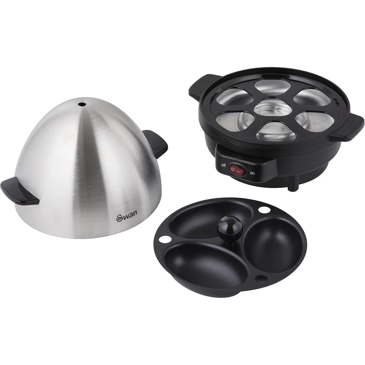 Swan Egg Boiler And Poacher 7 Egg Capacity 350W 3 Cook Settings Stainless Steel Measuring Cup And Poacher - Image 14