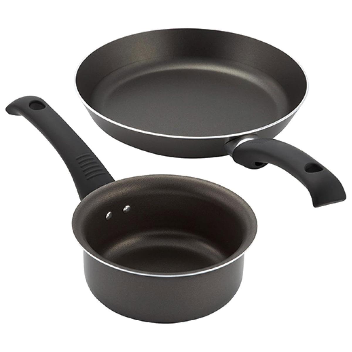 Judge Everyday 2 Piece Non-Stick Cookware Set 14cm Milk Pan & 24cm Frying Pan Teflon PFOA-Free Black