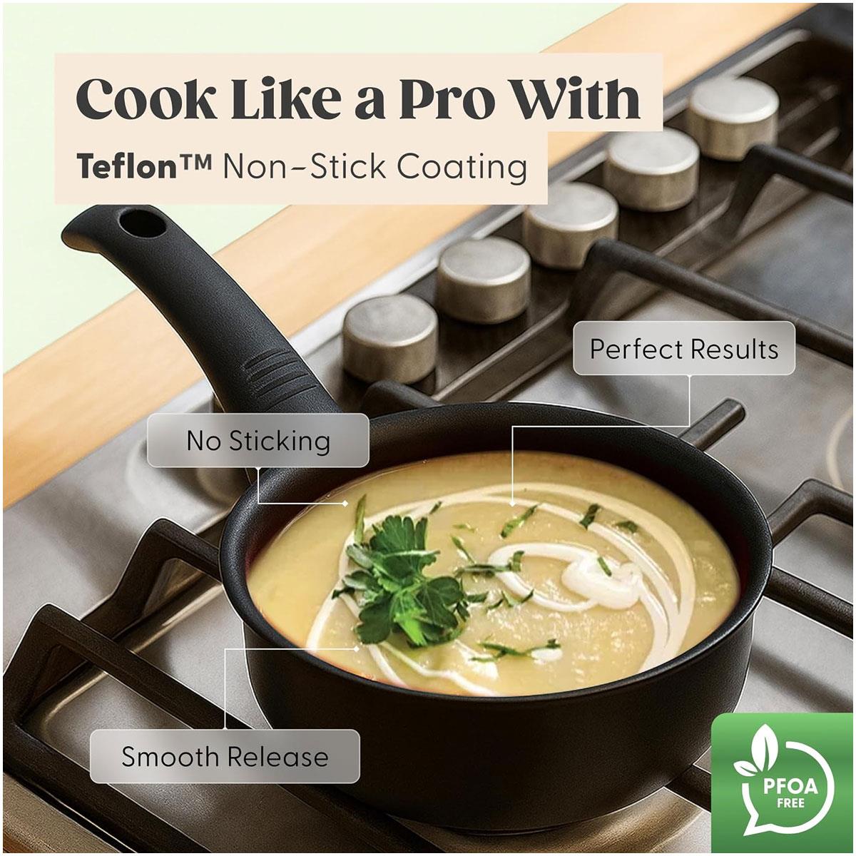 Judge Everyday 2 Piece Non-Stick Cookware Set 14cm Milk Pan & 24cm Frying Pan Teflon PFOA-Free Black - Image 3