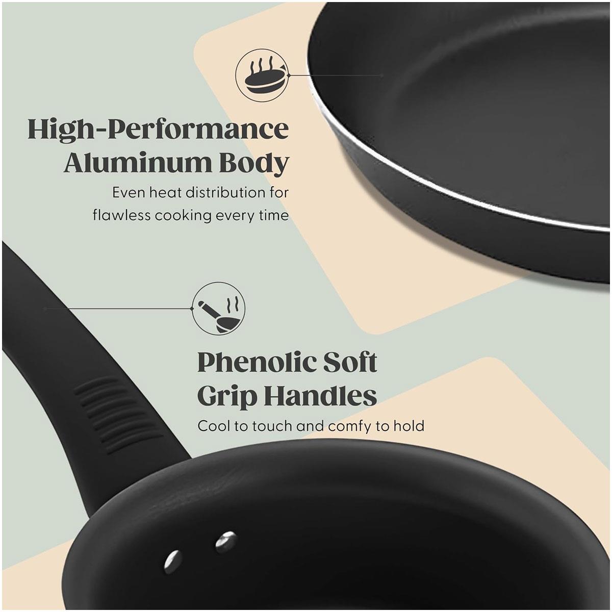 Judge Everyday 2 Piece Non-Stick Cookware Set 14cm Milk Pan & 24cm Frying Pan Teflon PFOA-Free Black - Image 5