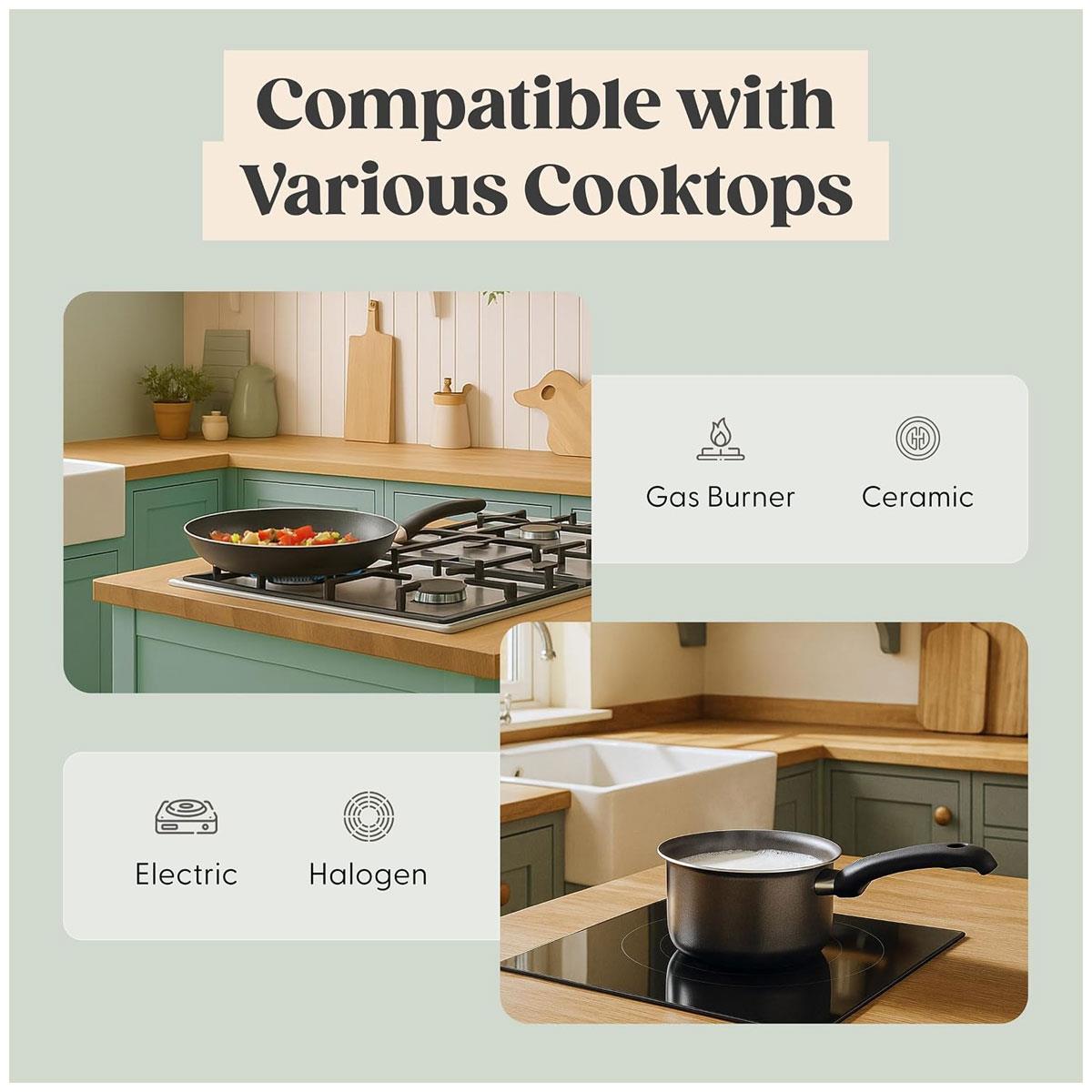 Judge Everyday 2 Piece Non-Stick Cookware Set 14cm Milk Pan & 24cm Frying Pan Teflon PFOA-Free Black - Image 6
